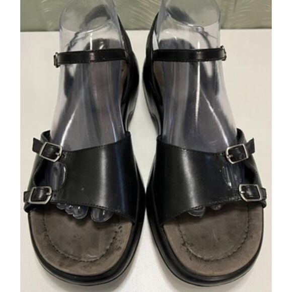 Dansko Sissy black patent leather platform sandals. Size 40(W). - Picture 2 of 10